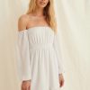 Mini Dresses * | Pamela X Na-Kd Reborn Off Shoulder Smocked Recycled Mini Dress White