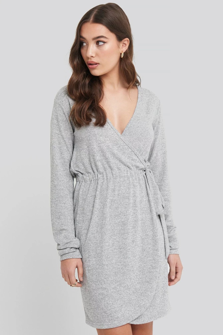 Knitted Dresses * | Na-Kd Overlap Light Knitted Dress Grey