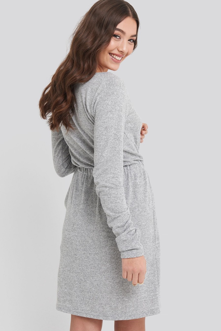 Knitted Dresses * | Na-Kd Overlap Light Knitted Dress Grey