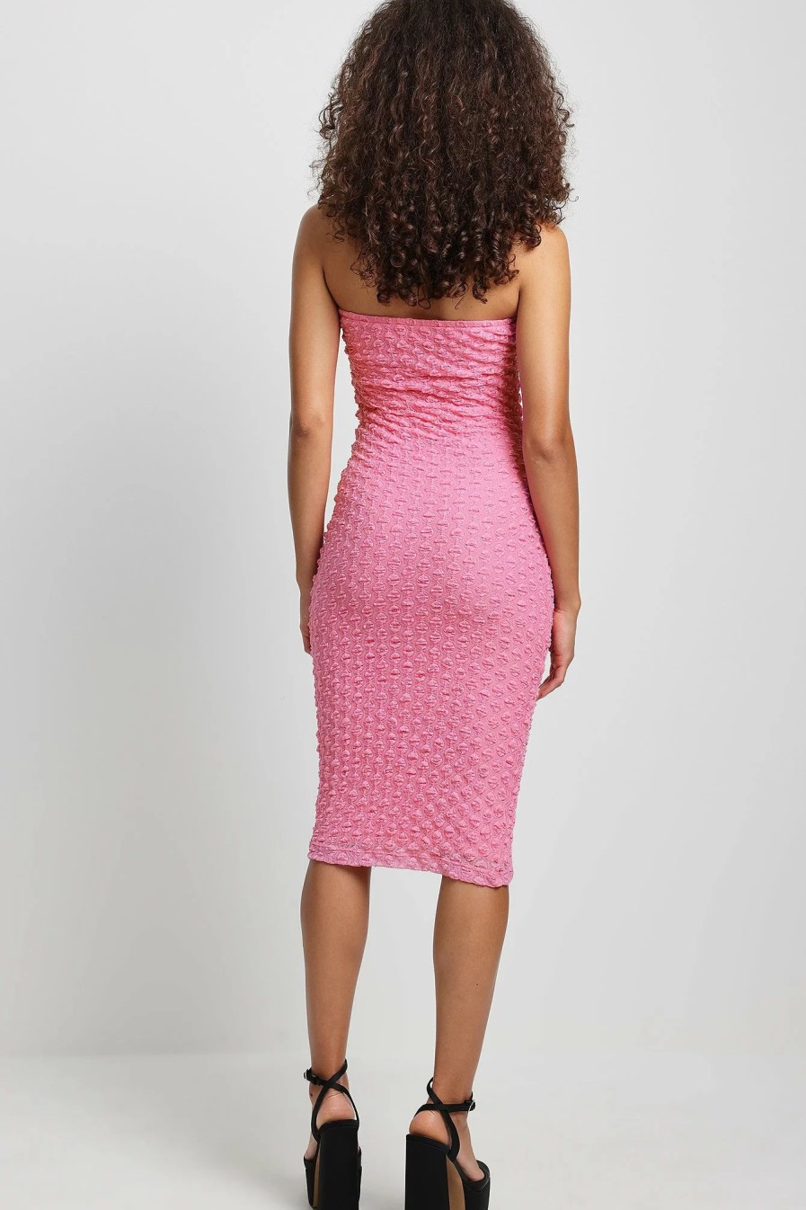 Bodycon Dresses * | Na-Kd Structured Bandeau Midi Dress Pink