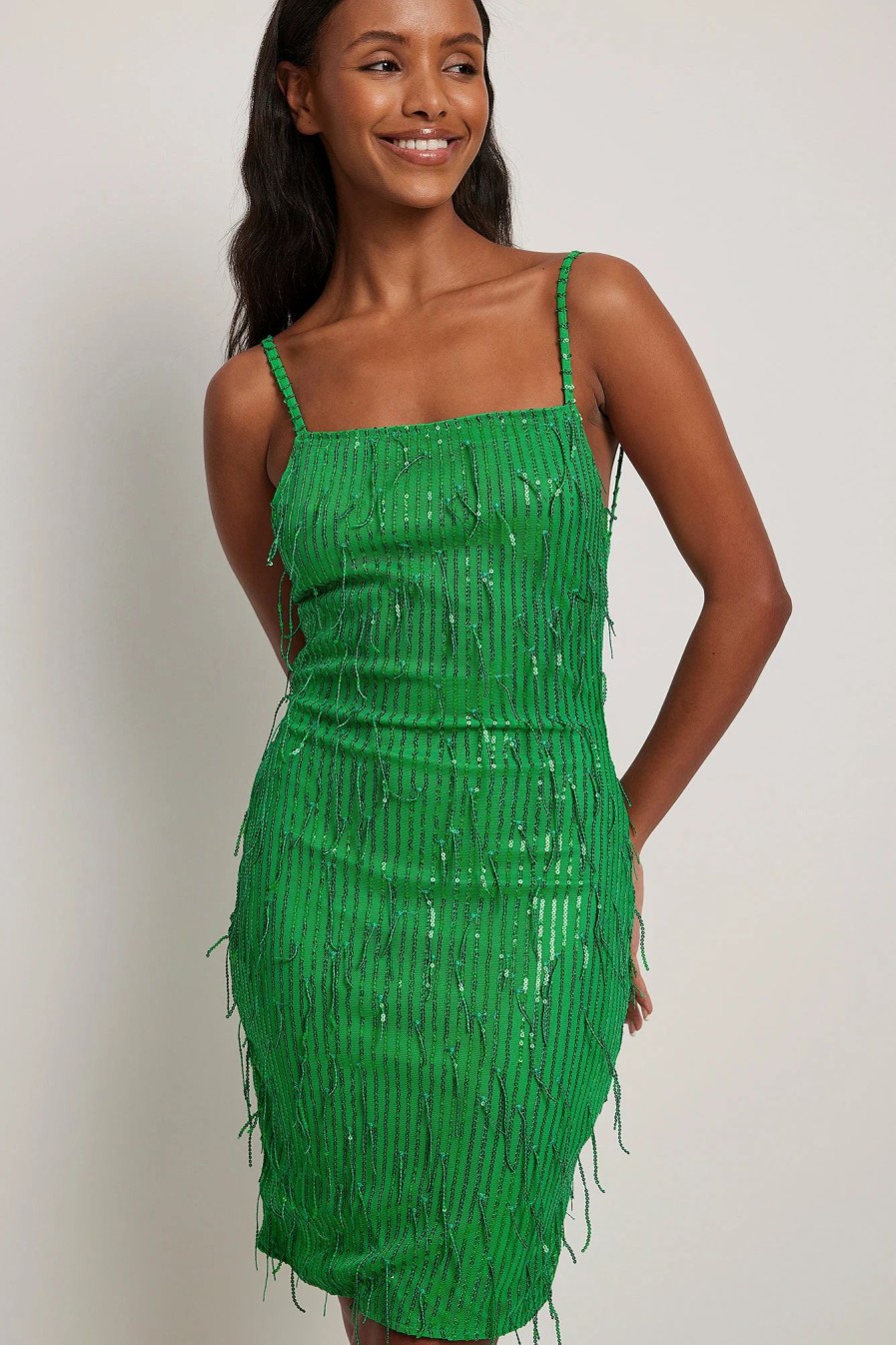 Party Dresses * | Na-Kd Party Fringe Sequin Mini Dress Green