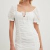 Mini Dresses * | Na-Kd Boho Anglaise Ruched Front Mini Dress White