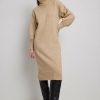 Knitted Dresses * | Na-Kd High Neck Oversized Knitted Dress Beige