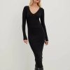 Bodycon Dresses * | Na-Kd Basic V-Neck Ribbed Midi Dress