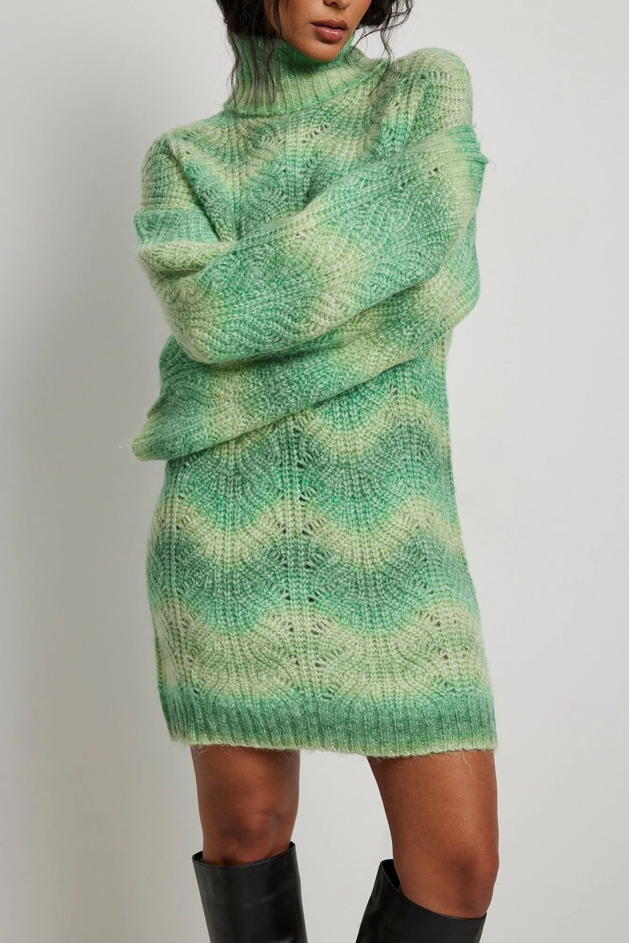 Knitted Dresses * | Na-Kd Cable Knitted Turtle Neck Sweater