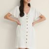 Mini Dresses * | Na-Kd Buttoned Mini Dress White